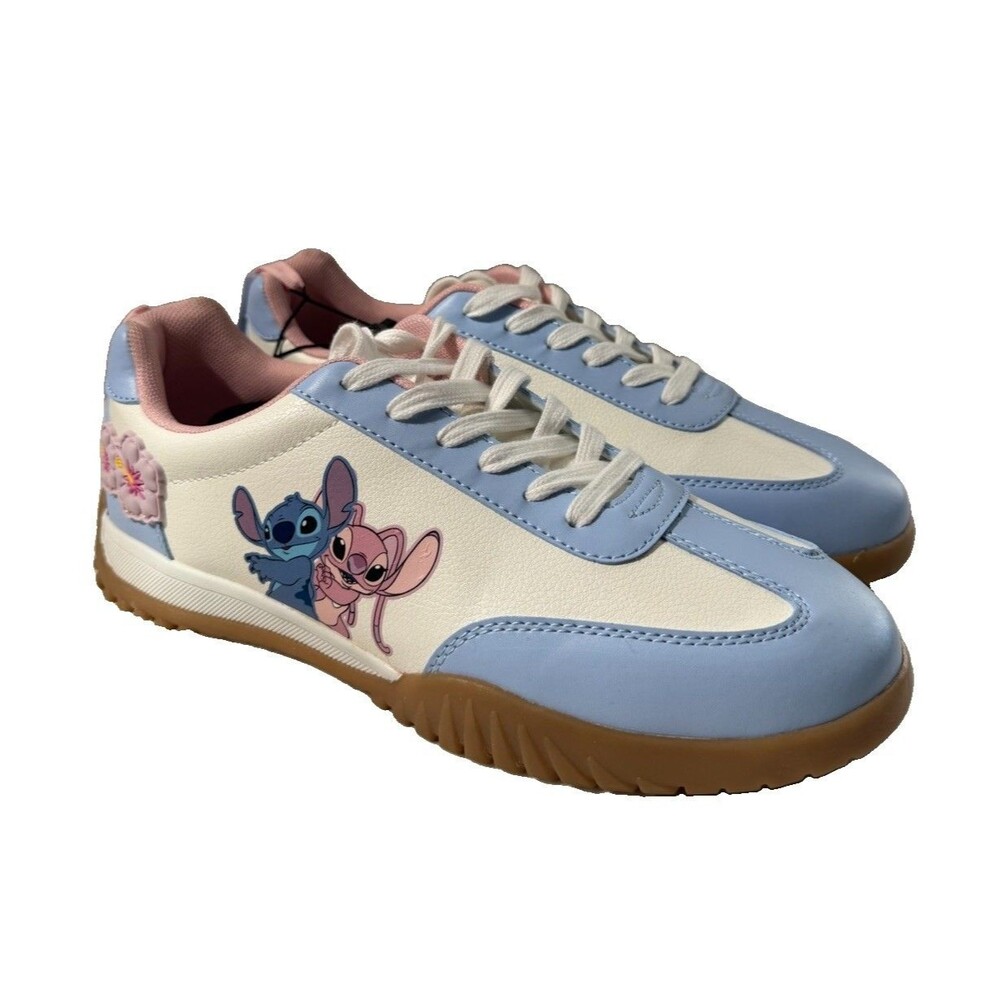 Disney Lilo & Stitch Angel Women Sneakers Size 10 Blue White Floral Shoes
